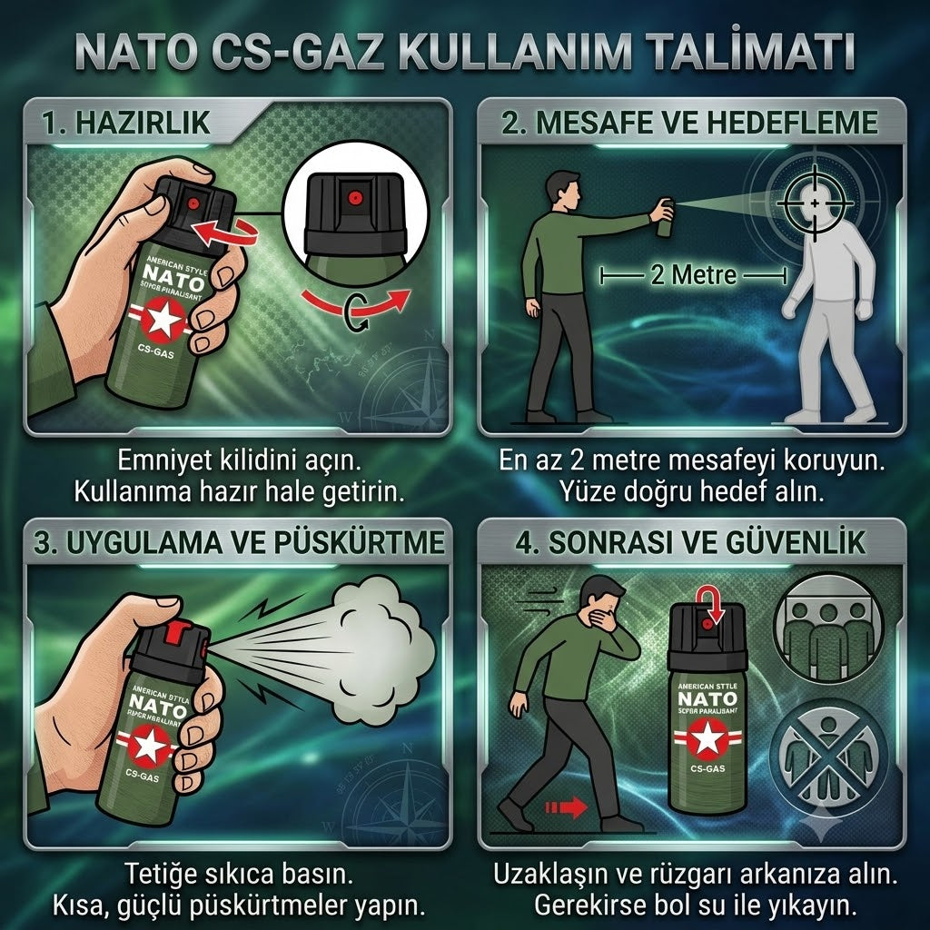 NATO Göz Yaşartıcı Sprey – CS Gazlı Savunma Spreyi - Kişisel Güvenlik Spreyi| 399 TL