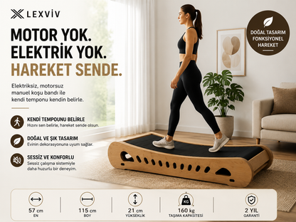 LEXVIV Home Mini S Elektriksiz Manuel Koşu Bandı –  Kompakt Ev Tipi Yürüyüş ve Koşu Bandı