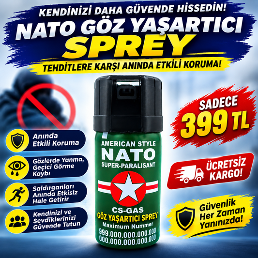 NATO Göz Yaşartıcı Sprey – CS Gazlı Savunma Spreyi - Kişisel Güvenlik Spreyi| 399 TL