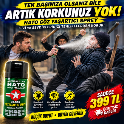 NATO Göz Yaşartıcı Sprey – CS Gazlı Savunma Spreyi - Kişisel Güvenlik Spreyi| 399 TL