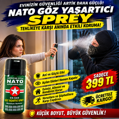 NATO Göz Yaşartıcı Sprey – CS Gazlı Savunma Spreyi - Kişisel Güvenlik Spreyi| 399 TL